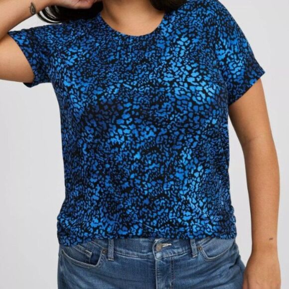 Torrid Super Soft Crew Neck Blue and Black Print Short Sleeve Tee 0663 - Picture 2 of 12